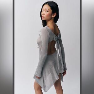 NWT GUIZIO Rose dress in metallic silver SZ XS